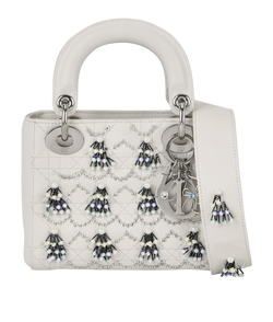 Lady Dior Mini, Leather, White, 04MA0127, S, 2*